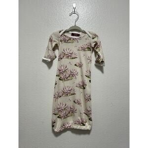 Milkbarn Sleep Gown Size 0-3 Months Bamboo Watercolor Lotus Flower Print